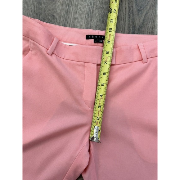 THEORY Sienna Pants Womens 6 Cropped wool-twill tapered Salmon Pink Read - Picture 4 of 11